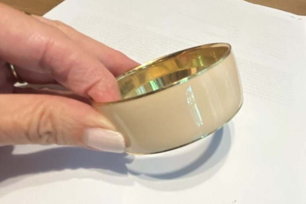 J.Crew Gold-Tone and Cream Enamel Bangle Bracelet